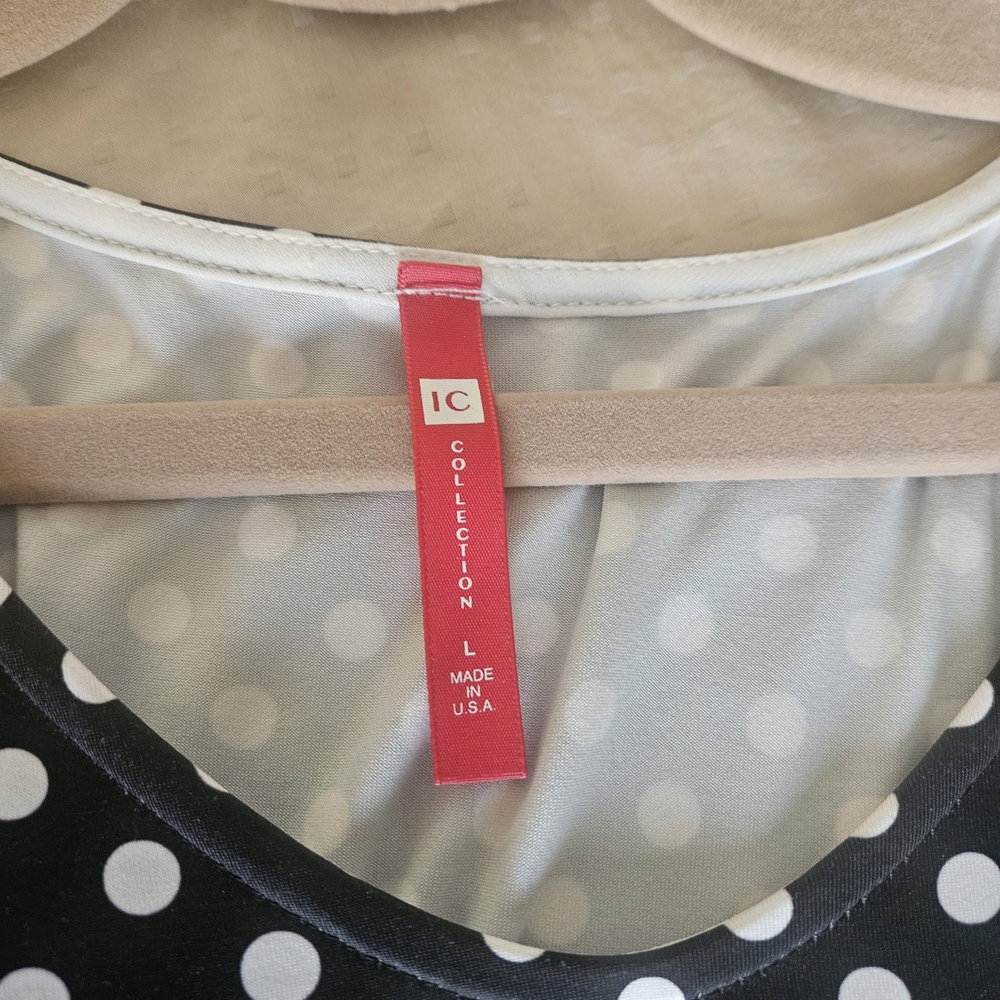 IC COLLECTION Black and White Polka Dot Top - Picture 2 of 6